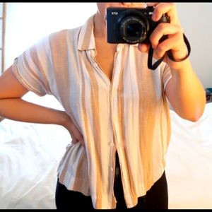 Vertical Stripe short sleeve button down